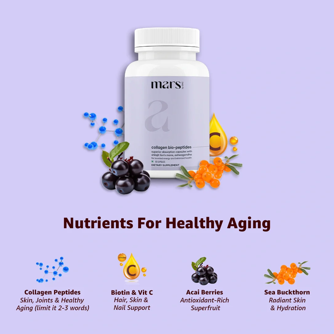 Mars Collagen Bio-Peptide Capsules with Collagen Peptides, Biotin & Vitamin C | Skin, Hair, Nails & Joint Support | 60 Capsules - Image 9