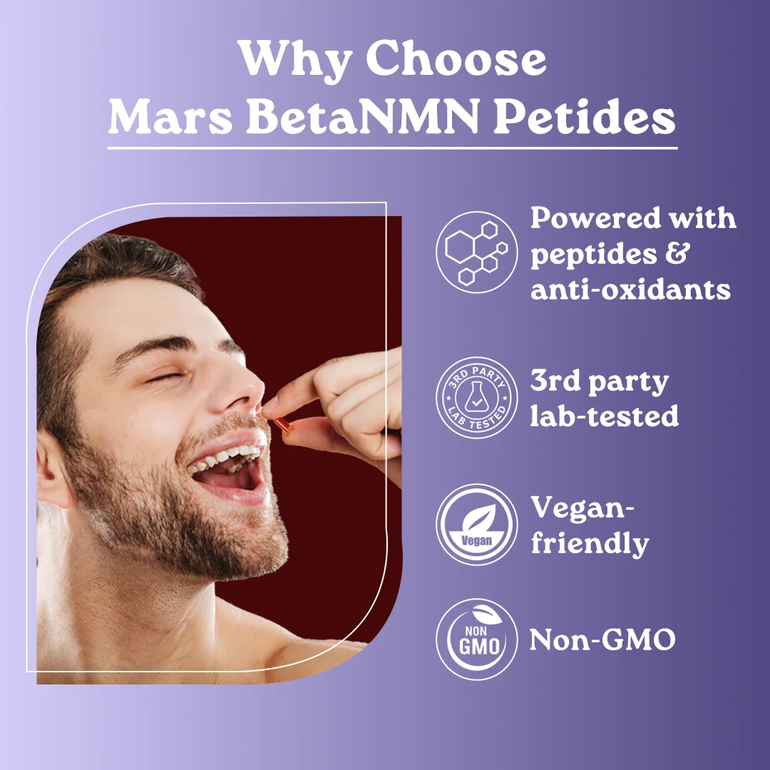 Mars BetaNMN Peptides 1000mg | NAD+ Booster with TMG, Quercetin & Resveratrol for Cellular Energy, Anti-Aging & Longevity - Image 12