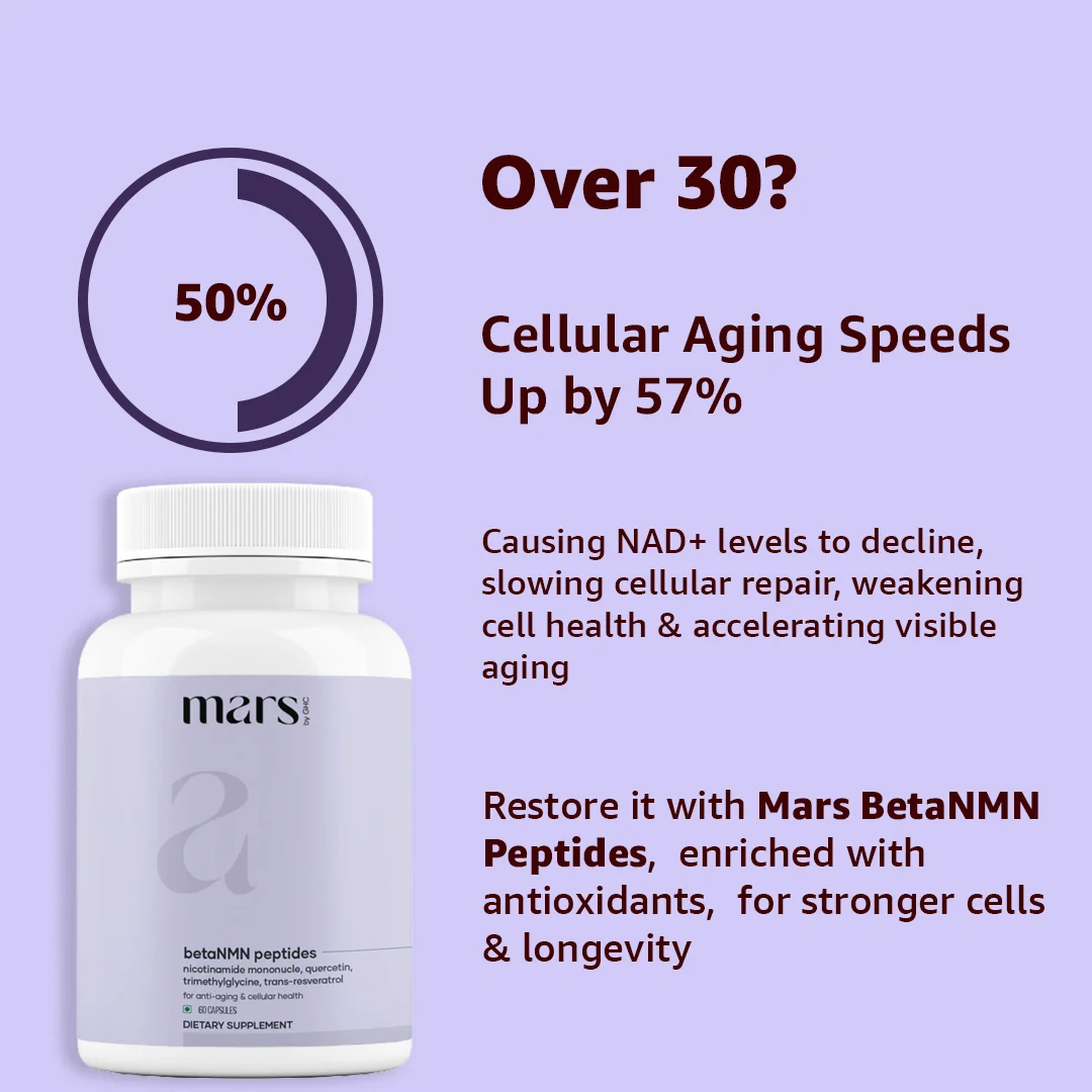 Mars BetaNMN Peptides 1000mg | NAD+ Booster with TMG, Quercetin & Resveratrol for Cellular Energy, Anti-Aging & Longevity - Image 5