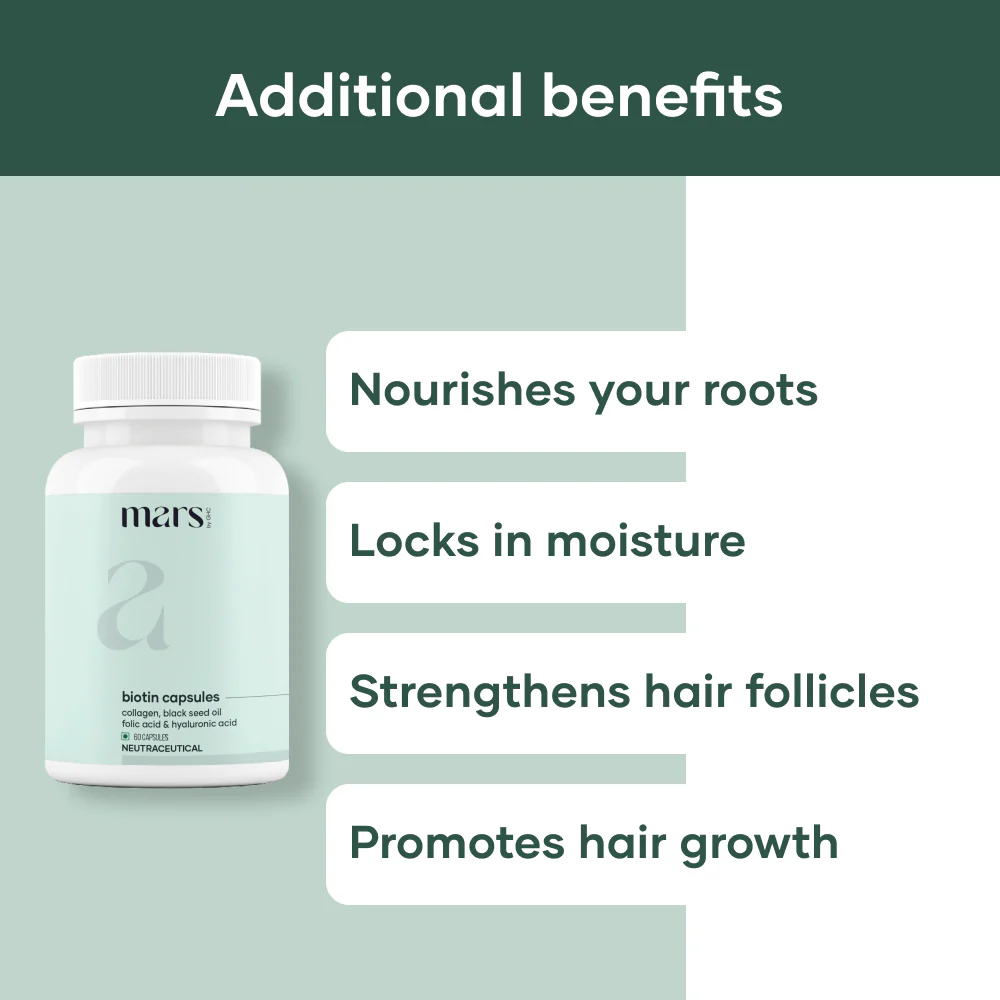 Mars Hair Growth Capsules: Powered with Biotin, Collagen, Black Seed Oil & Folic Acid - Image 2