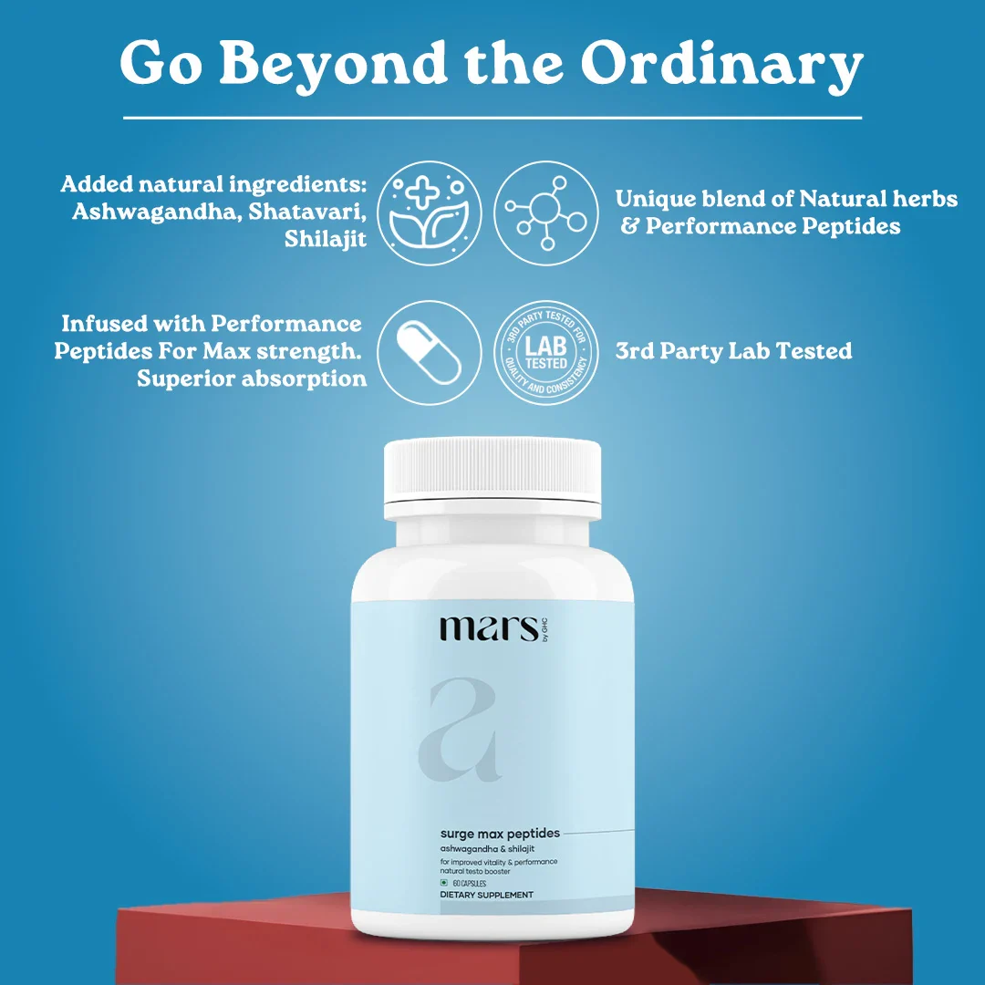 Mars Surge Max Testosterone Peptides: Powered With Performance Peptides, Ashwagandha & Shilajit - Image 4